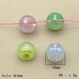 16mm 100pcs Aurora Jelly Effect Side Hole Beads Hair Clips Accessories