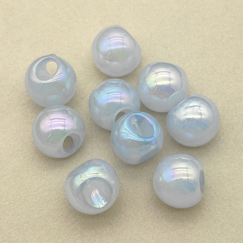 16mm 100pcs Aurora Jelly Effect Side Hole Beads Hair Clips Accessories
