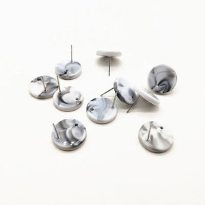 Marbled Effect Coin Shape Earrings Studs - 16mm 100pcs