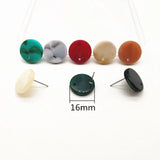 Marbled Effect Coin Shape Earrings Studs - 16mm 100pcs
