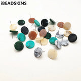 Marbled Effect Coin Shape Earrings Studs - 16mm 100pcs