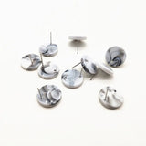 Marbled Effect Coin Shape Earrings Studs - 16mm 100pcs