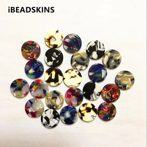 100pcs Acetic Acid Marble Coin Charms for Jewelry Making