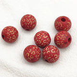 16mm 200pcs Natural Wood Print Pattern Beads for DIY Jewelry