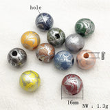 16mm 200pcs Wood Print Pattern Beads DIY Jewelry Findings