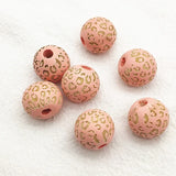 16mm 200pcs Natural Wood Print Pattern Beads for DIY Jewelry