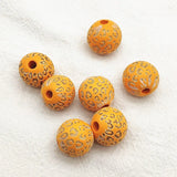 16mm 200pcs Natural Wood Print Pattern Beads for DIY Jewelry
