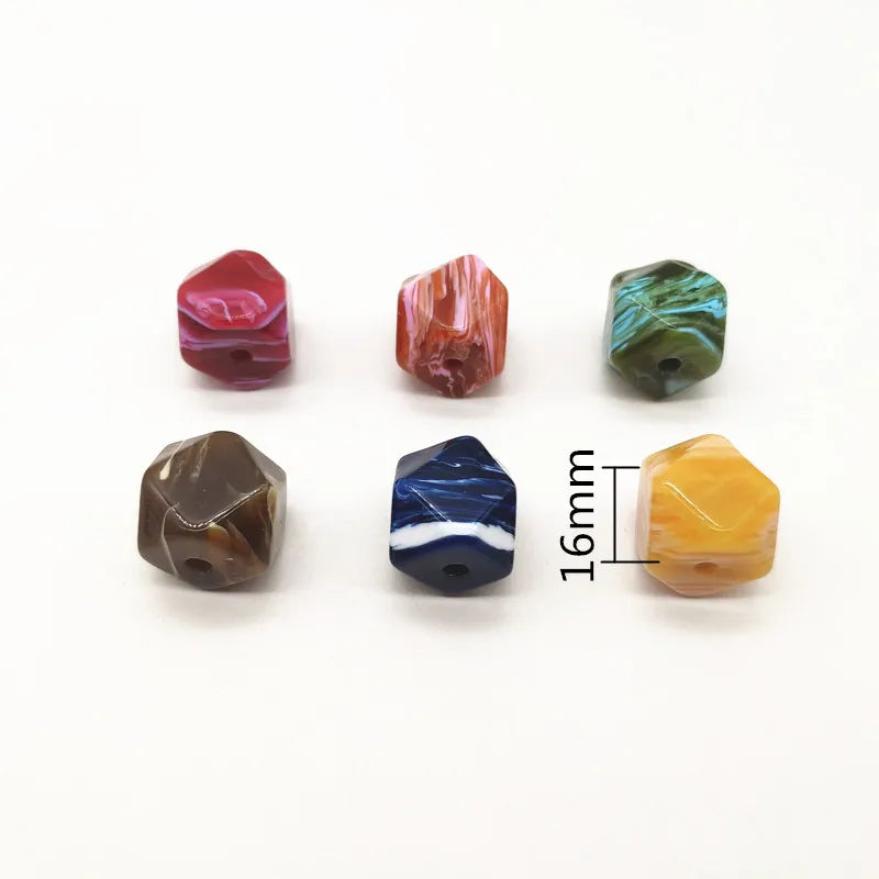 Marbled Effect Octagonal Beads 16mm 50pcs for Earring Accessories