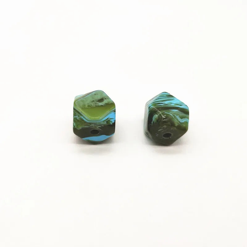 Marbled Effect Octagonal Beads 16mm 50pcs for Earring Accessories