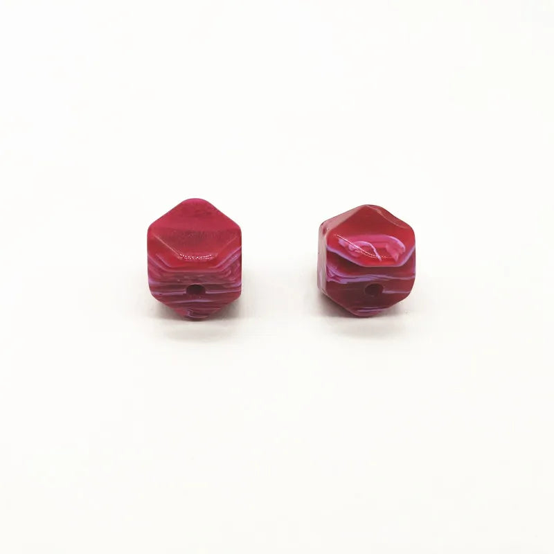 Marbled Effect Octagonal Beads 16mm 50pcs for Earring Accessories