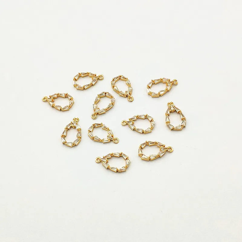 CZ Drop Shape Charm 16x10mm 50PCS Earring DIY Jewelry Findings Component