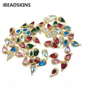 Copper Glass Drop-Shaped Connectors for Jewelry DIY