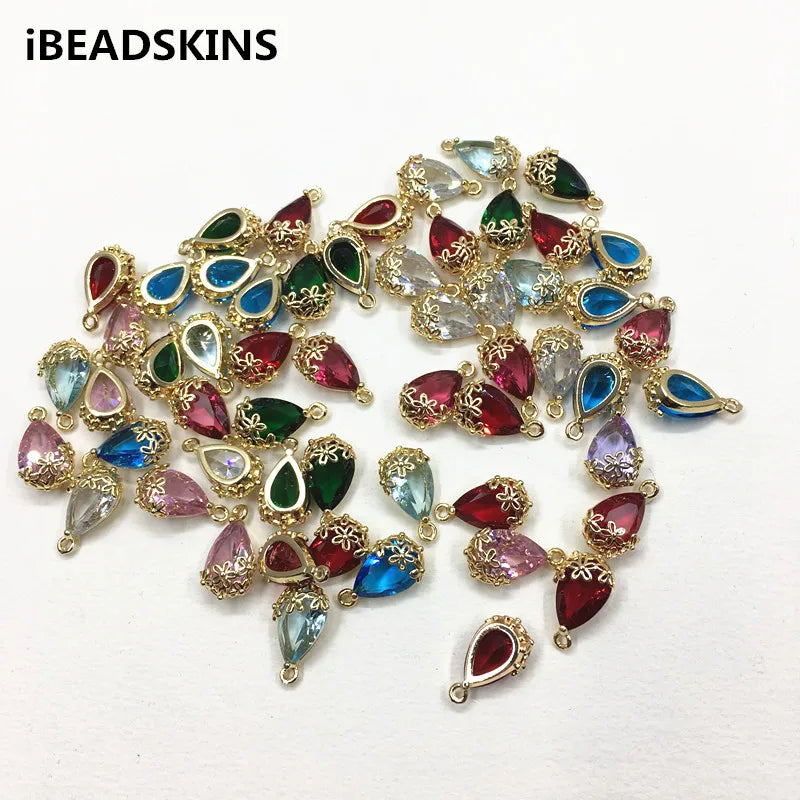 Copper Glass Drop-Shaped Connectors for Jewelry DIY