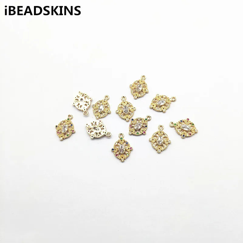 16x12mm Oval CZ Charm Copper Earrings Parts Hand Jewelry DIY