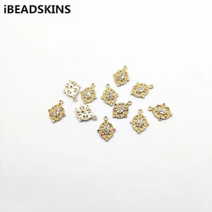 16x12mm Oval CZ Charm Copper Earrings Parts Hand Jewelry DIY