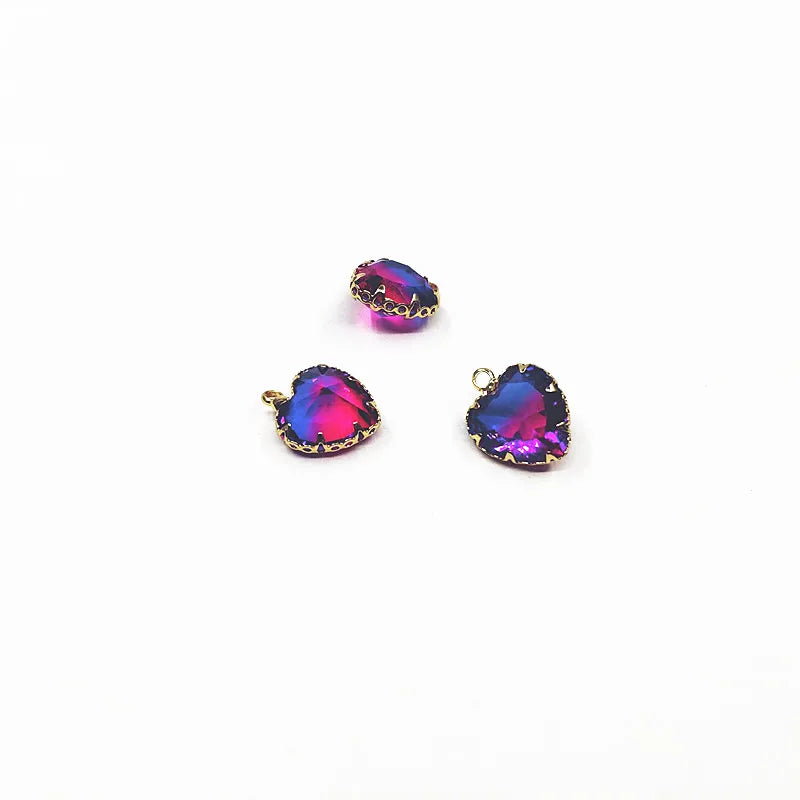 Copper Glass Heart Charm Earring Accessories 50pcs
