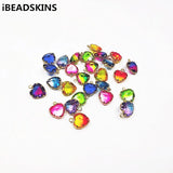 Copper Glass Heart Charm Earring Accessories 50pcs