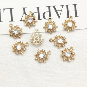 50pcs Cubic Zirconia Flower Charm Necklace Earring DIY Jewelry Findings