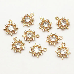 50pcs Cubic Zirconia Flower Charm Necklace Earring DIY Jewelry Findings