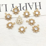50pcs Cubic Zirconia Flower Charm Necklace Earring DIY Jewelry Findings