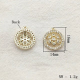 16x14mm CZ Round Charm Necklace Earring DIY Jewelry Findings, 50pcs