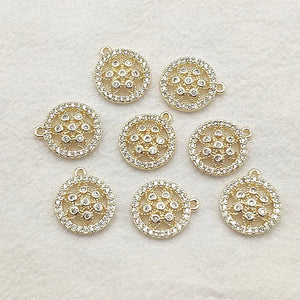 16x14mm CZ Round Charm Necklace Earring DIY Jewelry Findings, 50pcs