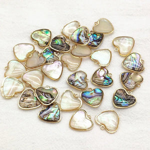 Real Shell Heart Charm Necklace Earring DIY Parts 50pcs