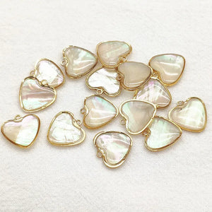 Real Shell Heart Charm Necklace Earring DIY Parts 50pcs
