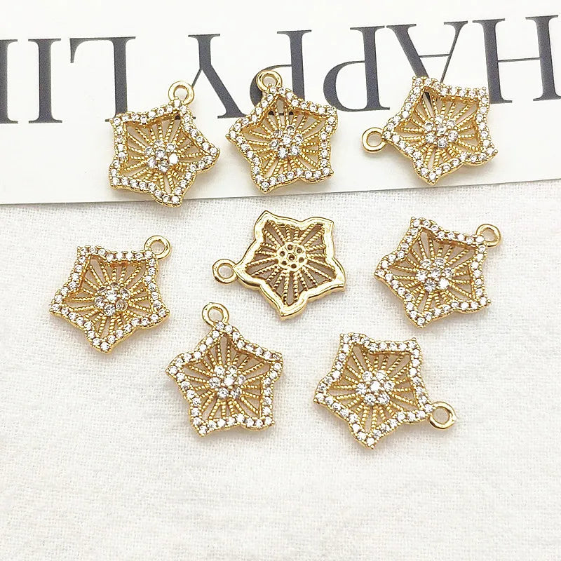 CZ Star Charm 16x17mm 30pcs for DIY Jewelry Necklace Earring