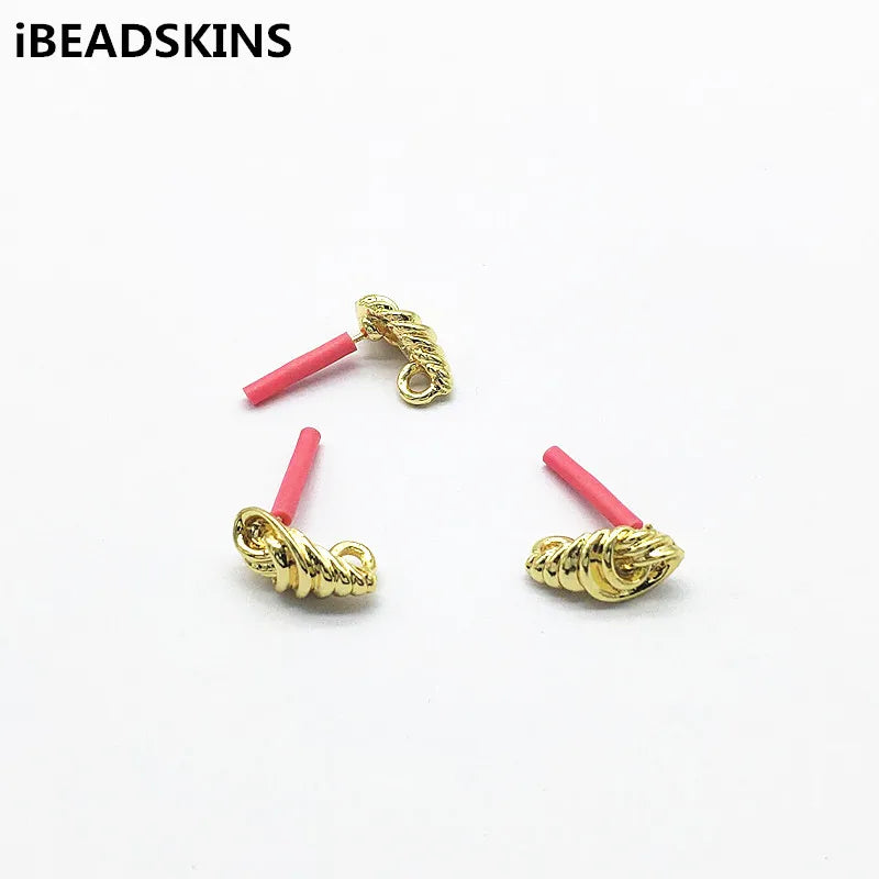 100pcs Zinc Alloy Twisted Earrings Studs for DIY Jewelry Making