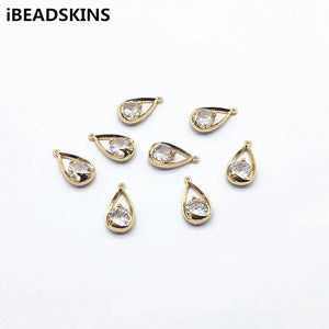 50pcs Copper/Zircon Drop Charm Earrings Findings