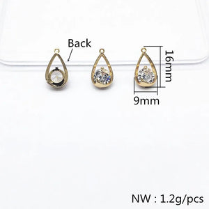 50pcs Copper/Zircon Drop Charm Earrings Findings