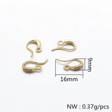 CZ Gold-Plated Ear Hooks for Earrings DIY 50pcs