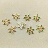 17X22mm CZ Flower Charm for Earring DIY, 50pcs