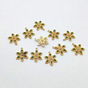 17X22mm CZ Flower Charm for Earring DIY, 50pcs