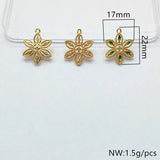 17X22mm CZ Flower Charm for Earring DIY, 50pcs