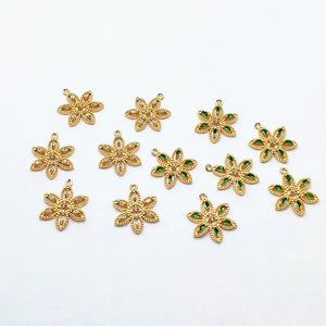 17X22mm CZ Flower Charm for Earring DIY, 50pcs
