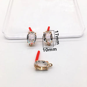 30pcs Oval Silver Crystal Stud Earring Accessories