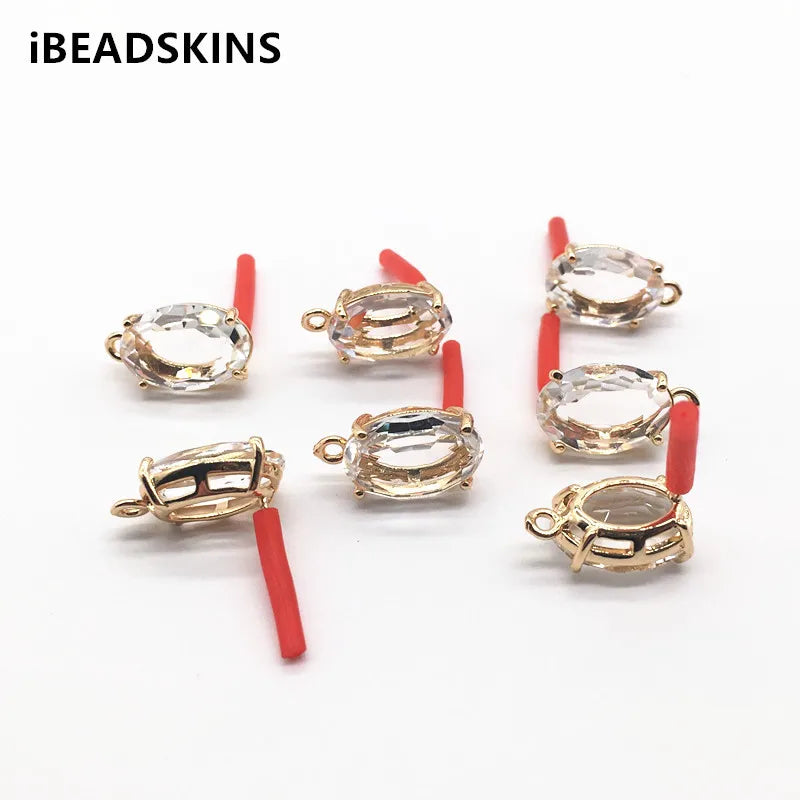 30pcs Oval Silver Crystal Stud Earring Accessories