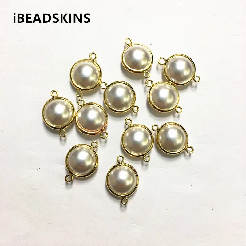 Copper Round Pearl Connector 17x12mm 100pcs
