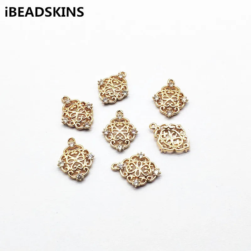 50pcs Copper/Cubic Zirconia Oval Charm Jewelry Earrings Findings DIY