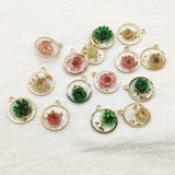 Copper Built-in Flowers Charm for Necklace - 50pcs
