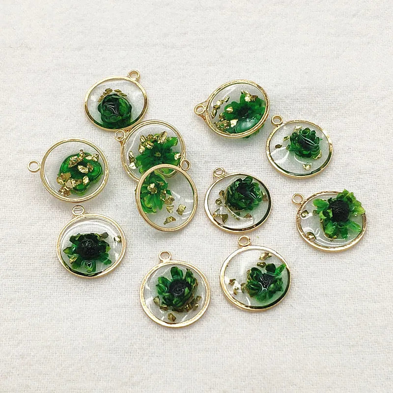 Copper Built-in Flowers Charm for Necklace - 50pcs