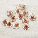Copper Built-in Flowers Charm for Necklace - 50pcs