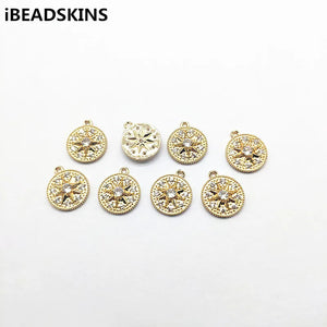 17x15mm Round CZ Charm Copper Earrings Parts Hand Jewelry DIY