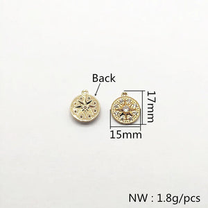 17x15mm Round CZ Charm Copper Earrings Parts Hand Jewelry DIY