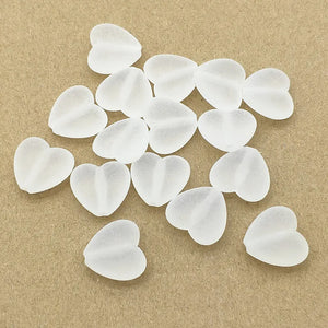 340pcs Clear Frosted Heart Beads Necklace Earring DIY Jewelry Findings