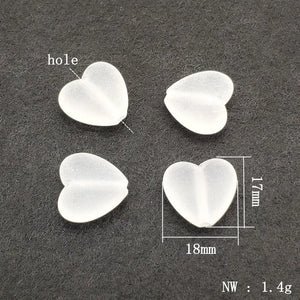 340pcs Clear Frosted Heart Beads Necklace Earring DIY Jewelry Findings