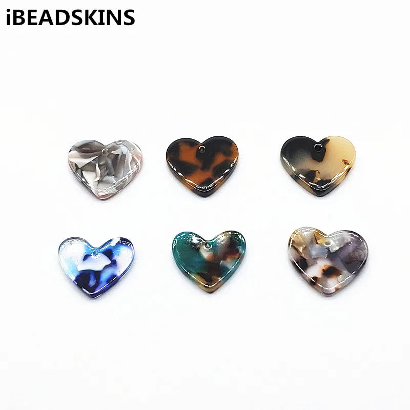 Heart Shape Acetic Acid Charms for Earrings DIY (100pcs)