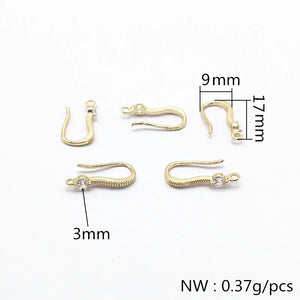 100pcs Copper/Cubic Zirconia Ear Hook for Earrings